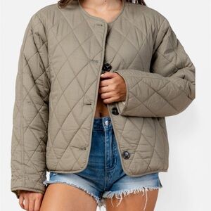 Women's Quilted Tan Puffer Jacket
